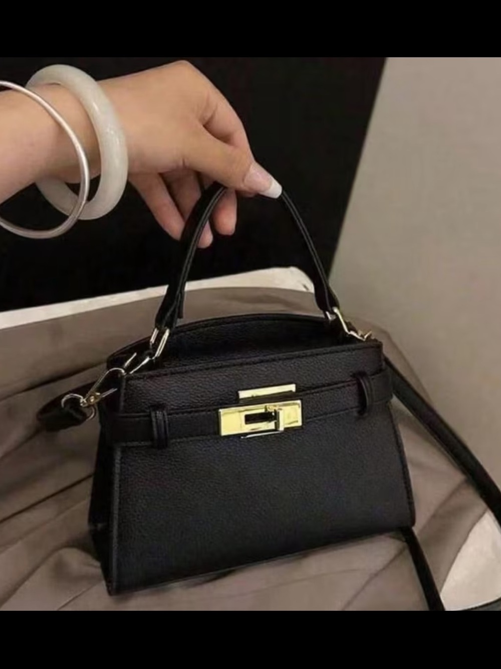 Affordable Fashion Finds Black Mini Top-Handle Bag with Gold Hardware